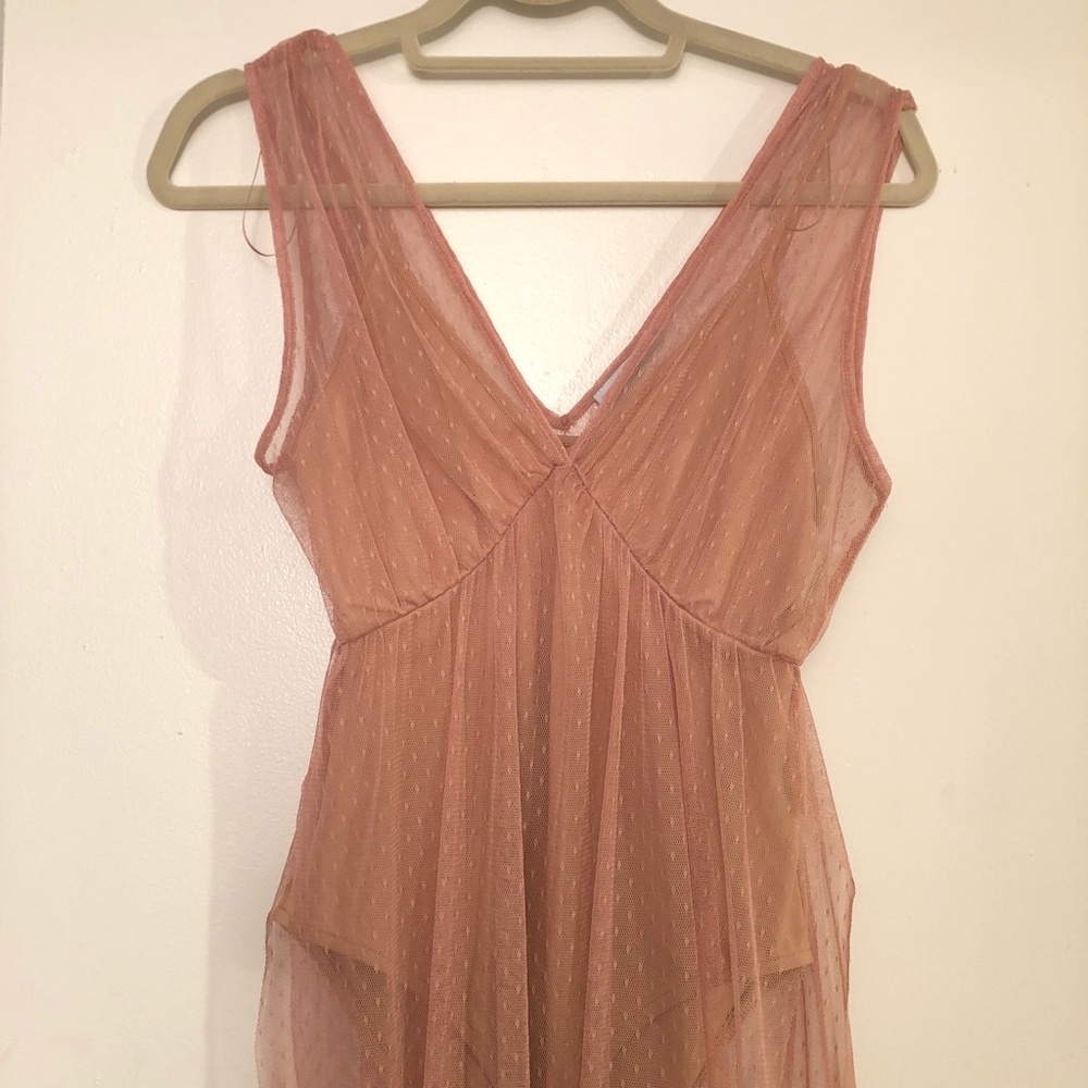Blush bodysuit from Zara with sheer overlay